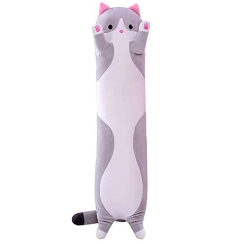Giant Cat Pillow for Kids and Girlfriend (Gray, 130cm/51.18inch) Soft Hugging Toy for Snuggling
