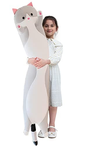 Giant Cat Pillow for Kids and Girlfriend (Gray, 130cm/51.18inch) Soft Hugging Toy for Snuggling