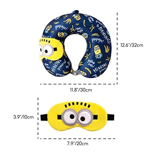 MINISO Minions Travel Neck Pillow with Eye Mask