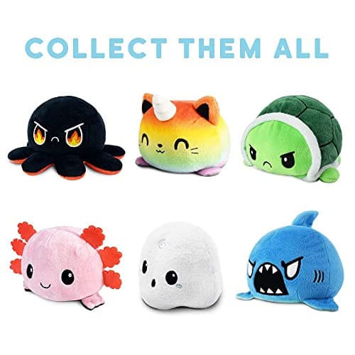 TeeTurtle Original Reversible Turtle Plushie - Green - Cute Sensory Fidget Stuffed Animals That Show Your Mood, 4 Inch