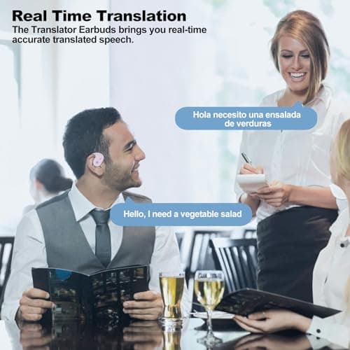 Language Translator Earbuds with 144 Online Languages Real Time Translation Ideal for Travelers Bluetooth 5.4 Clip On Ea