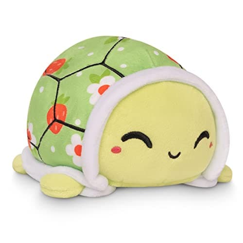 TeeTurtle Original Reversible Turtle Plushie - Green - Cute Sensory Fidget Stuffed Animals That Show Your Mood, 4 Inch