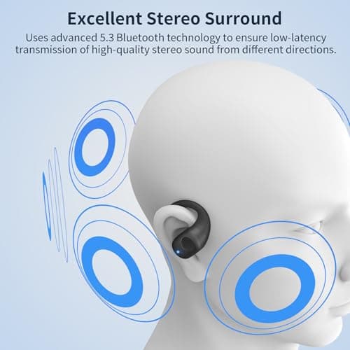 Bluetooth Open Ear Headphones for Sports and Workout (Black)
| IP54 Waterproof Bluetooth 5.3 Headphones for Cycling and