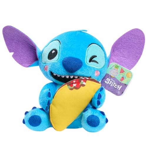 Disney Stitch Small 7-inch Plush Stuffed Animal Toys for Kids Ages 2 Up with Taco Scene Just Play