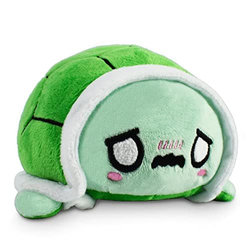 TeeTurtle Original Reversible Turtle Plushie - Green - Cute Sensory Fidget Stuffed Animals That Show Your Mood, 4 Inch