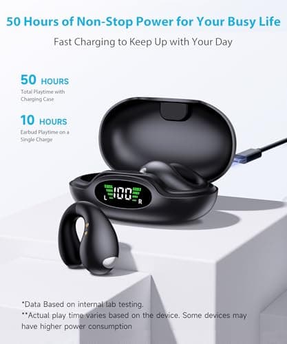Ultra Open-Ear-Earbuds Wireless Bluetooth - Waterproof Design and Secure Fit for Small Ears, Classic Black  
Ultra Open-
