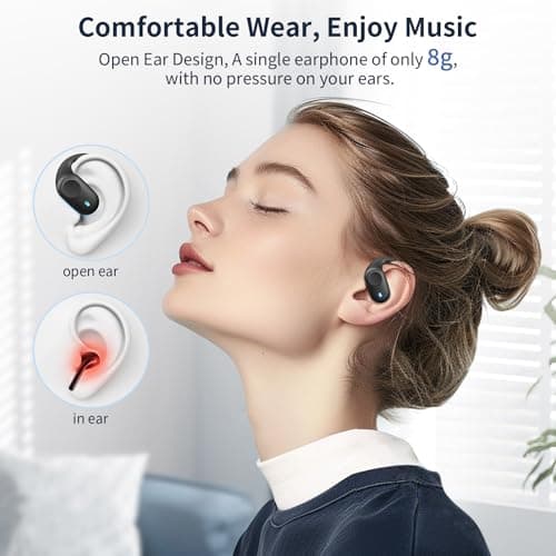 Bluetooth Open Ear Headphones for Sports and Workout (Black)
| IP54 Waterproof Bluetooth 5.3 Headphones for Cycling and
