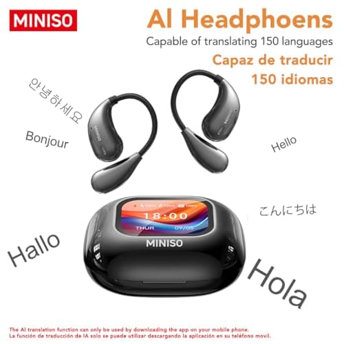 MINISO M95 Real Time Open Ear Earbuds for Travelers with Touch Screen Display Bluetooth 5.4 Black  
MINISO M95 Real Time
