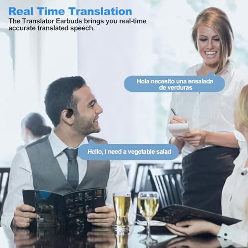AI Language Translator Earbuds, Real-Time Translation for 144 Languages - Travel, Business, and Learning Ideal for iOS &