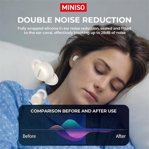 MINISO X10 Bluetooth Noise Blocking Earbuds for Side Sleepers in BedComfortable Fit Bluetooth 5.4 Earphones for Sleeping