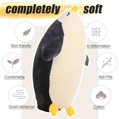 DENTRUN Penguin Stuffed Animals Bulk Kids Girls Boys Adults Birthday Xmas Halloween Blue Black