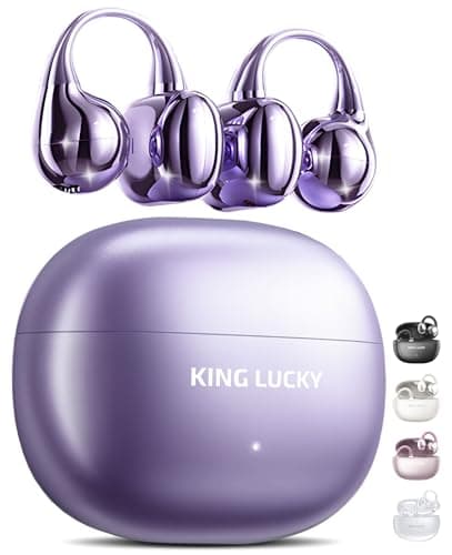 King Lucky Clip on Earbuds Open Ear Wireless Bluetooth 5.4 Headphones (Purple)  
King Lucky Clip on Earbuds Open Ear Wir