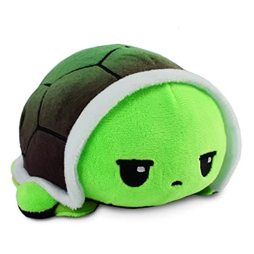 TeeTurtle Original Reversible Turtle Plushie - Green - Cute Sensory Fidget Stuffed Animals That Show Your Mood, 4 Inch