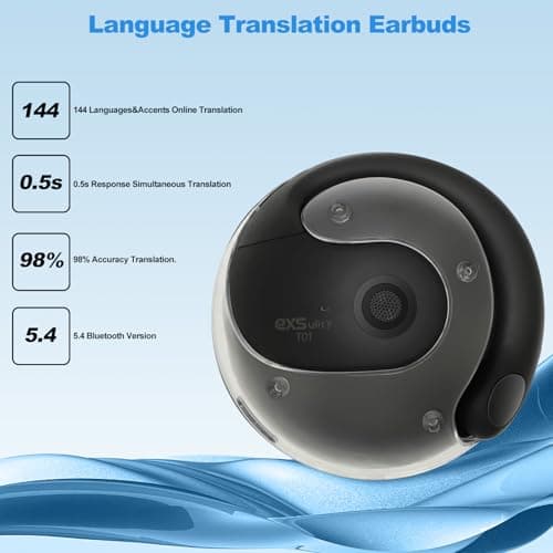 AI Language Translator Earbuds, Real-Time Translation for 144 Languages - Travel, Business, and Learning Ideal for iOS &