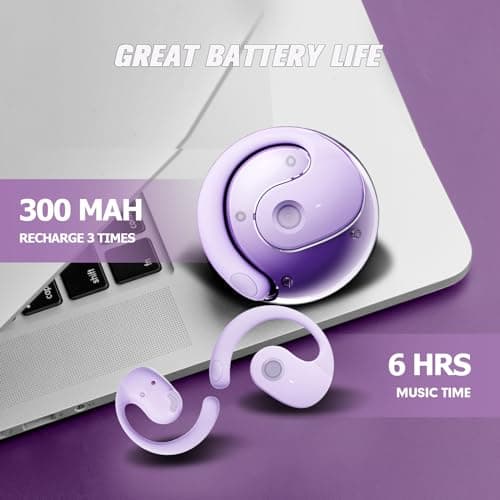 Wireless Out Of Ear Open Ear Headphones for Adults During Commute Bone Air Conduction Earbuds Purple  
Wireless Out Of E
