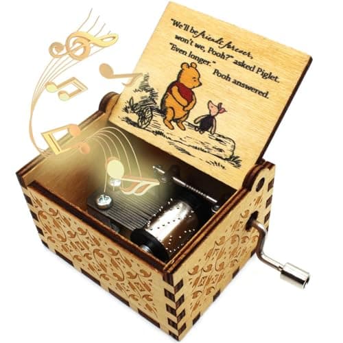 Ukebobo Wooden Music Box for Friend and Cousins - The Pooh Saying Music Box, Perfect New Year's Gift - 1 Set