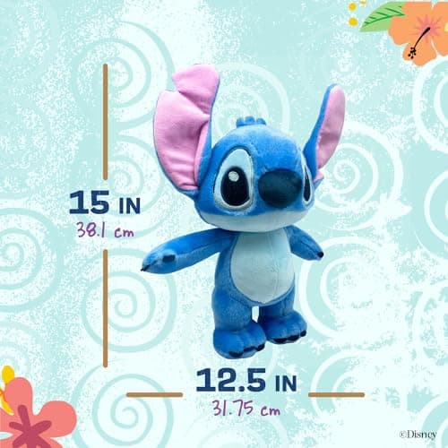 Disney Baby Lilo & Stitch Soft Huggable Stuffed Animal for Toddler Boys and Girls, Gift for Kids, Blue Stitch 15 Inches