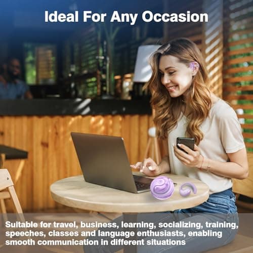 AI Translator Earbuds Real Time, Supports 144+ Languages, Over-Ear Bluetooth Wireless Headphones for Travel and Business