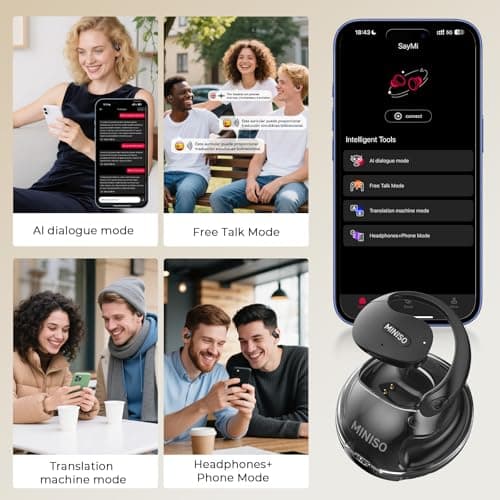 MINISO X15 Pro AI Translation Earbuds for Travelers and Business Professionals Support 135 Languages with Real Time Tran