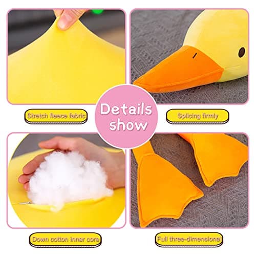 Goose Plush Toy White Round Eyes Cute Duck Plushie Hugging Pillow for Kids and Friends (25.6'')  
Goose Plush Toy Cute D