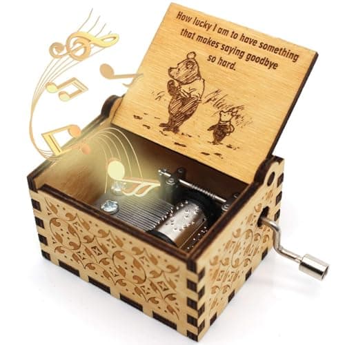 Ukebobo Wooden Music Box for Friend and Cousins - The Pooh Saying Music Box, Perfect New Year's Gift - 1 Set