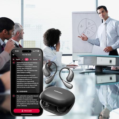 MINISO X33 AI Translation Open EarBluetooth Earbuds for Fitness Enthusiasts with 35Hrs Playtime and IPX5 Waterproof Pin