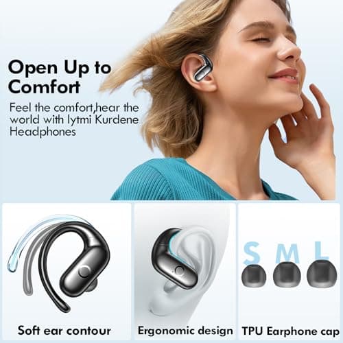 Kurdene Wireless Earbuds Bluetooth Headphones - Over Ear Buds with Deep Bass Sound,60Hrs Playtime - Black  
Kurdene Wire