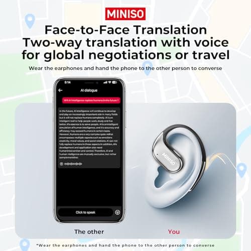 MINISO MS152 AI Translation Earphones, Real Time Translation, 144 Languages Intelligently Translated, Travel and Study C