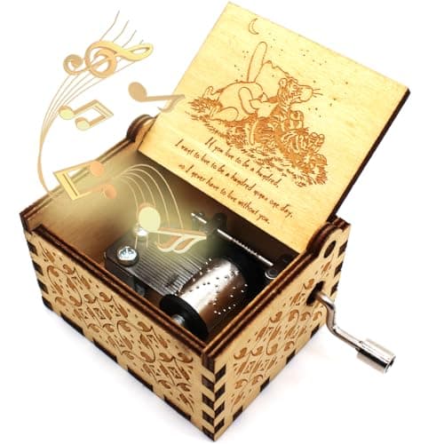 Ukebobo Wooden Music Box for Friend and Cousins - The Pooh Saying Music Box, Perfect New Year's Gift - 1 Set