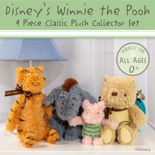 [Disney] Kids Preferred Classic Winnie The Pooh and Friends 4 Piece Plush Collector Set Stuffed Animals for Kids