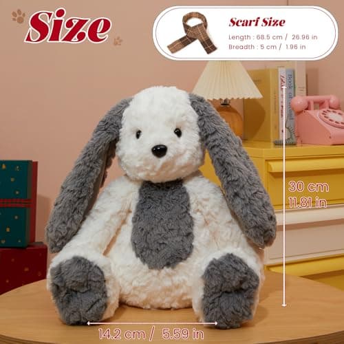 MINISO Ultra-Soft Bunny Rabbit Stuffed Animal with Scarf Set for Kids Boys Girls Halloween Party