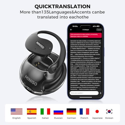 MINISO X15 Pro Open Ear Bluetooth Headphones for Young Adults Bluetooth 5.4 AI Language Support Black  
MINISO X15 Pro O