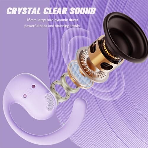 Wireless Out Of Ear Open Ear Headphones for Adults During Commute Bone Air Conduction Earbuds Purple  
Wireless Out Of E