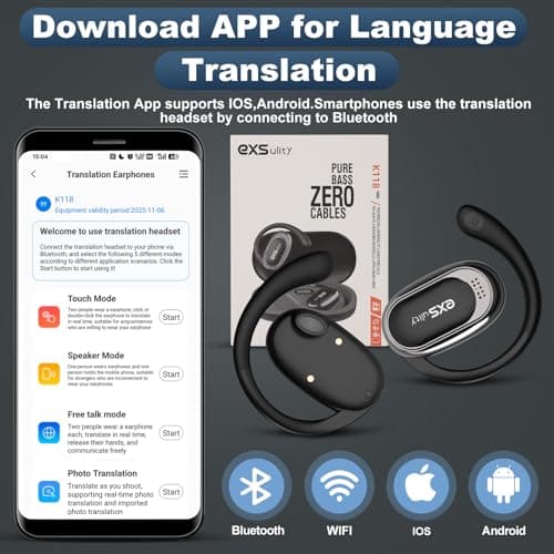 AI Translator Earbuds for Real Time Translation & Multi-device Compatibility (Black)  
AI Translator Earbuds with 144 La
