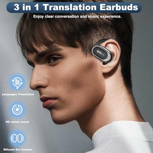 AI Translator Earbuds for Real Time Translation & Multi-device Compatibility (Black)  
AI Translator Earbuds with 144 La