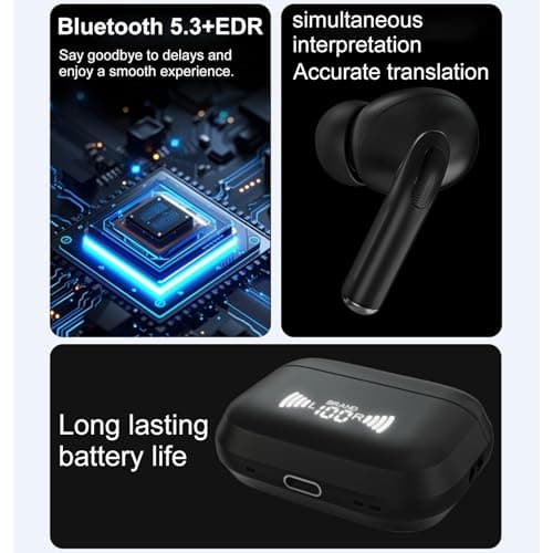 3-in-1 AI Translation Earbuds for Business Travel and Learning Support 137 Languages & Accents (Black)  
3-in-1 AI Trans