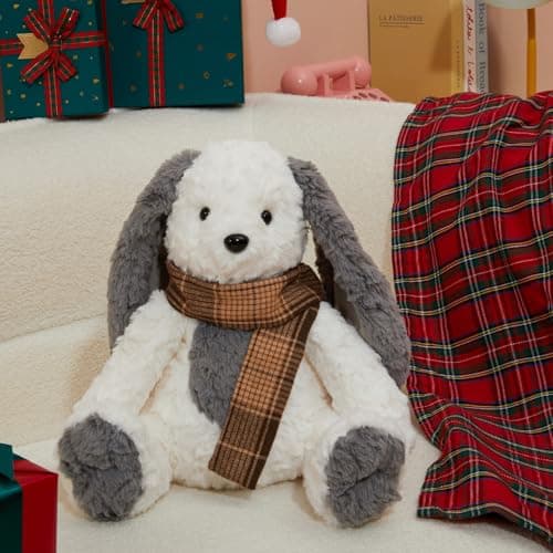 MINISO Ultra-Soft Bunny Rabbit Stuffed Animal with Scarf Set for Kids Boys Girls Halloween Party