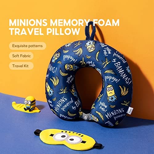 MINISO Minions Travel Neck Pillow with Eye Mask