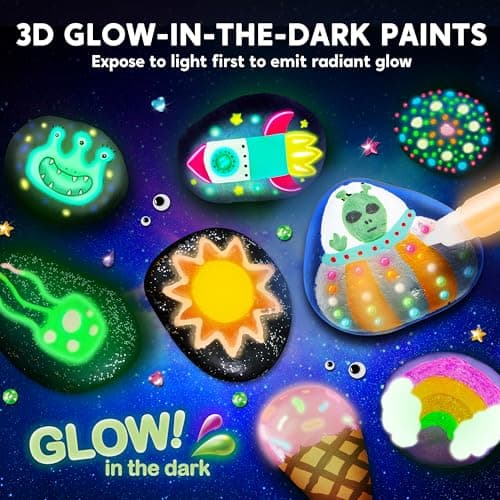 JOYIN Glow in The Dark Rock Painting Kit for Kids Ages 6-12