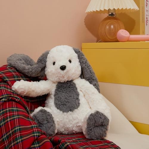 MINISO Ultra-Soft Bunny Rabbit Stuffed Animal with Scarf Set for Kids Boys Girls Halloween Party