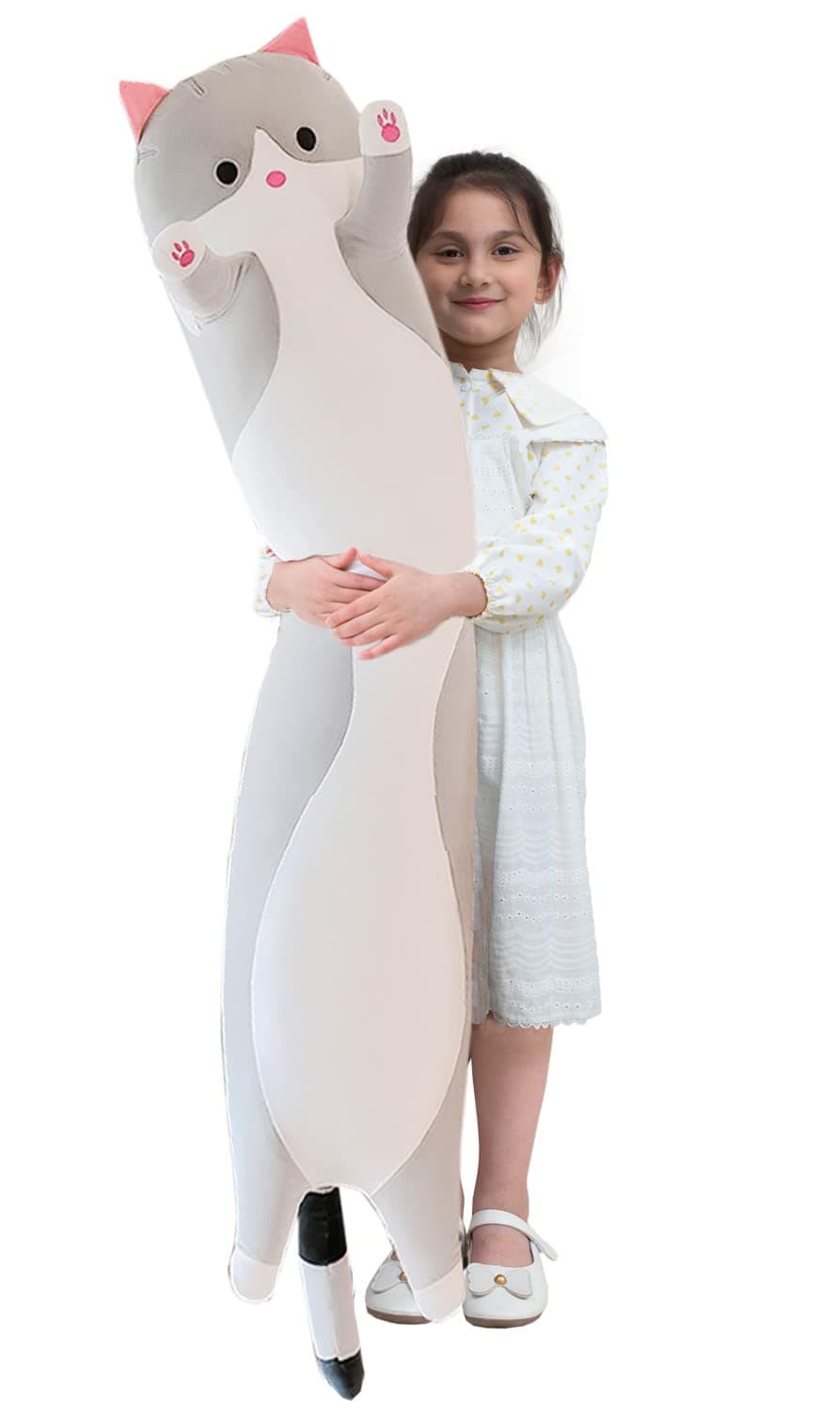 Giant Cat Pillow for Kids and Girlfriend (Gray, 130cm/51.18inch) Soft Hugging Toy for Snuggling