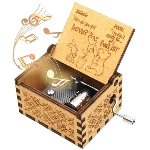 Ukebobo Wooden Music Box for Friend and Cousins - The Pooh Saying Music Box, Perfect New Year's Gift - 1 Set