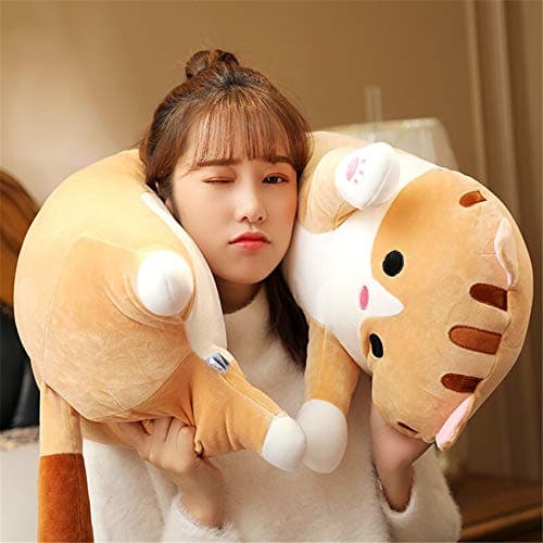 Lovely Shangman Plush Cat Doll Sleep Pillow for Kids and Girlfriend (Brown, 50cm/19.6in)