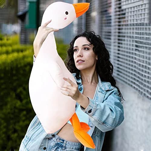 Goose Plush Toy White Round Eyes Cute Duck Plushie Hugging Pillow for Kids and Friends (25.6'')  
Goose Plush Toy Cute D
