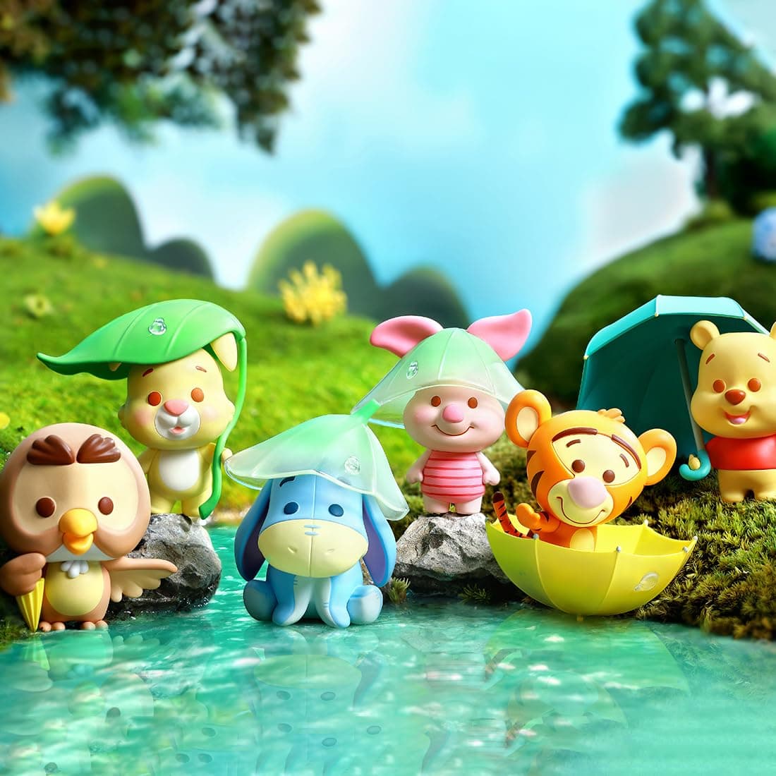 MINISO Winnie-The-Pooh Collection Rainy Season Figure Model Blind Box Random Design Toy for Home Decor and Birthday Gift