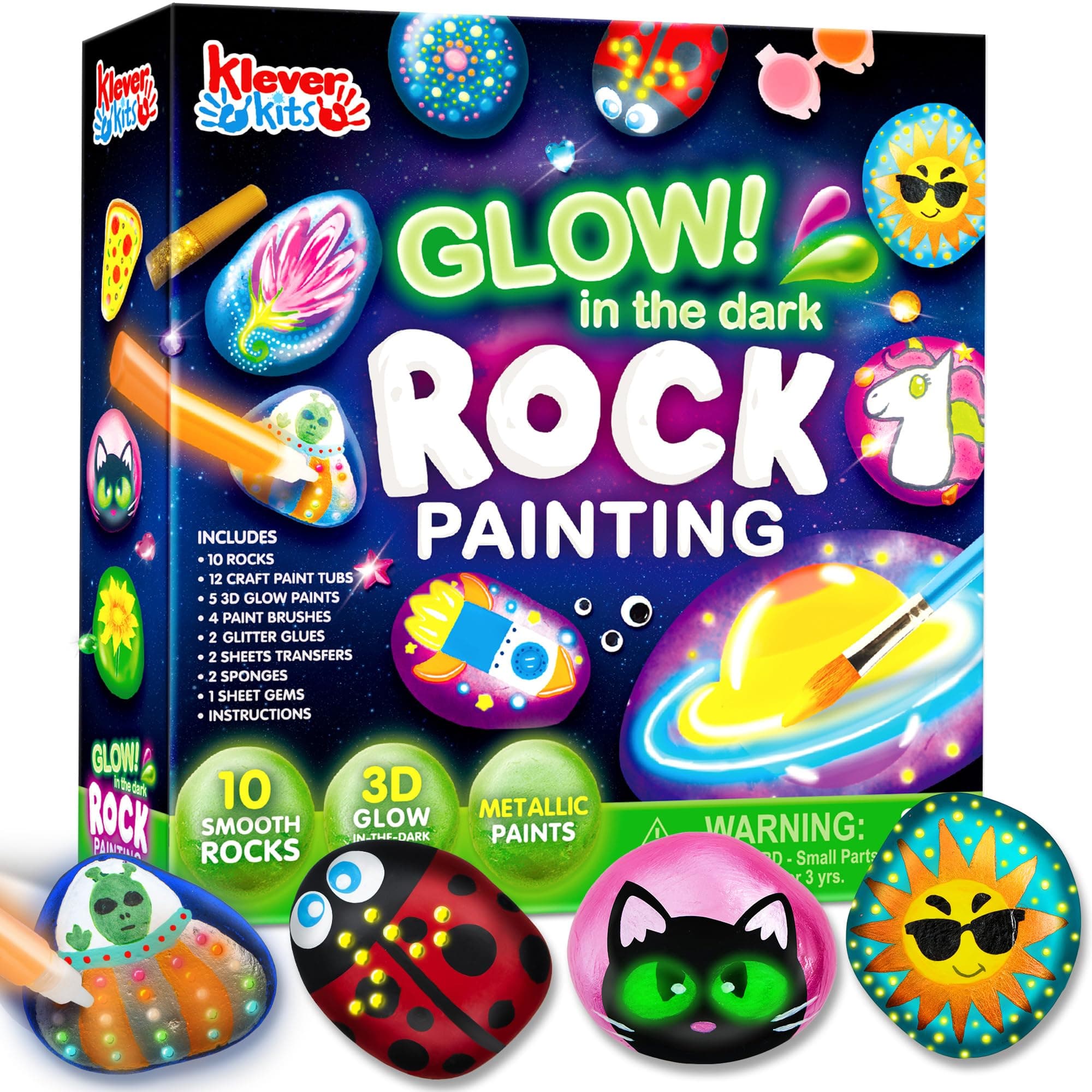 JOYIN Glow in The Dark Rock Painting Kit for Kids Ages 6-12