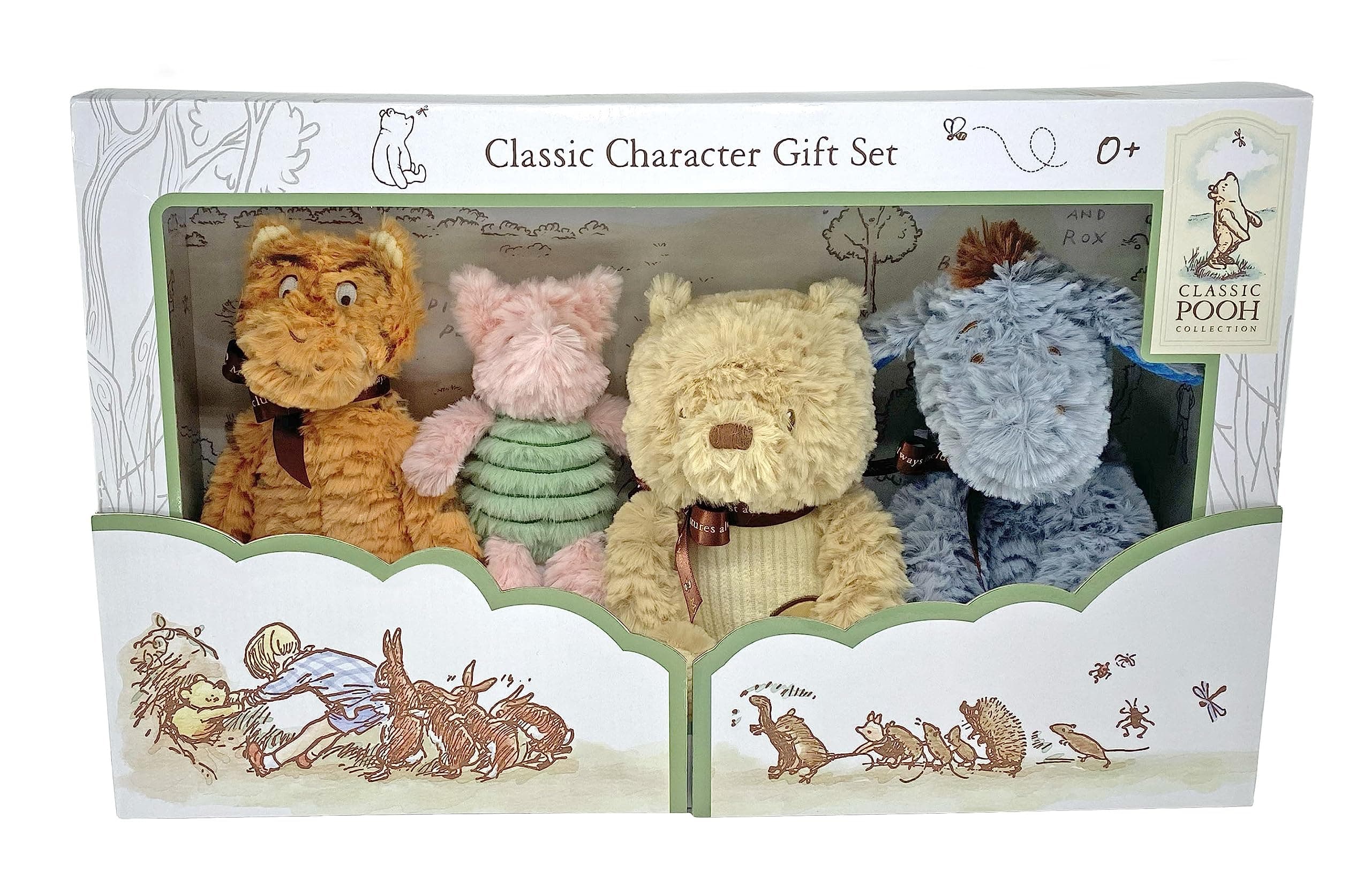[Disney] Kids Preferred Classic Winnie The Pooh and Friends 4 Piece Plush Collector Set Stuffed Animals for Kids